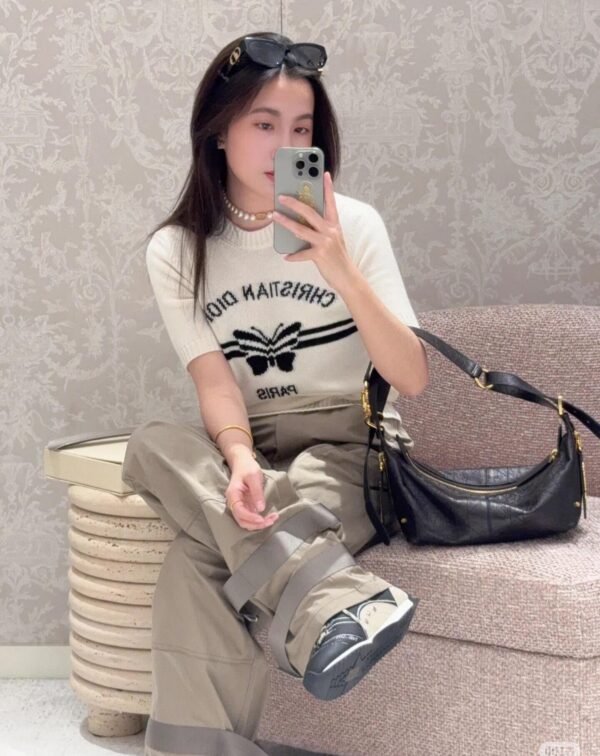 DIOR butterfly pattern knitted T-shirt