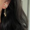 Louis Vuitton diamond floral tassel letter earrings