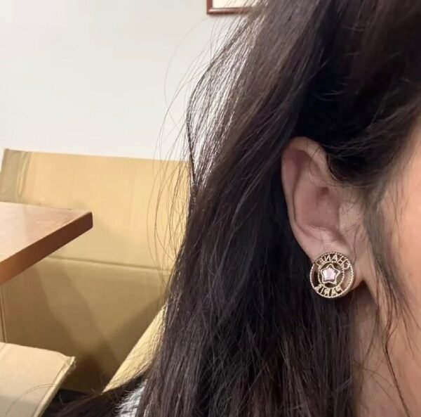 Chanel Pink Diamond Star Ferris Wheel Round Earrings