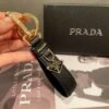 Prada keychain official website triangle brand pendant leather ring keychain car bag accessories