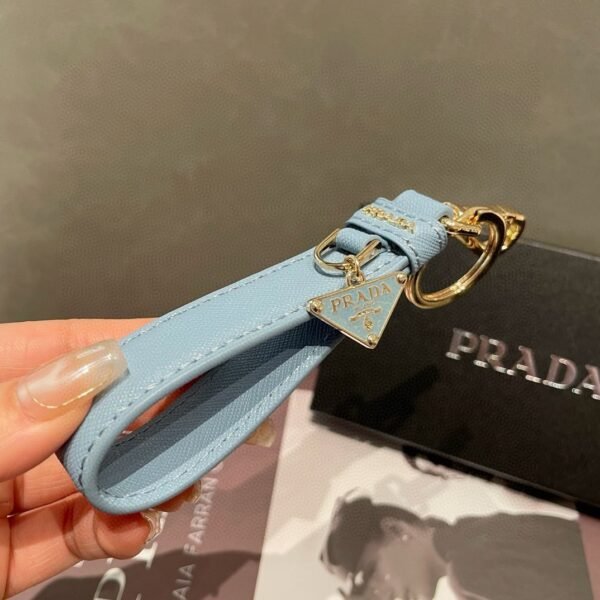 Prada keychain official website triangle brand pendant leather ring keychain car bag accessories