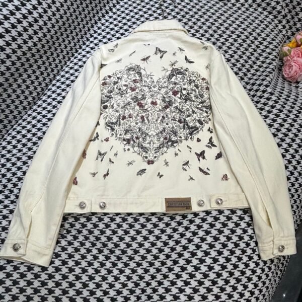 DIOR 2025 Spring/Summer new lapel heart butterfly embroidered denim jacket