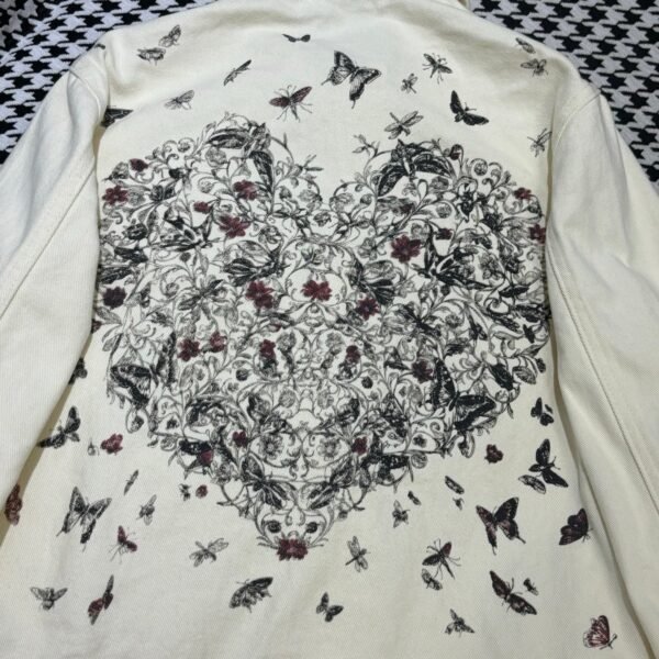 DIOR 2025 Spring/Summer new lapel heart butterfly embroidered denim jacket