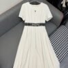 DIOR new round neck dress pleated skirt high quality