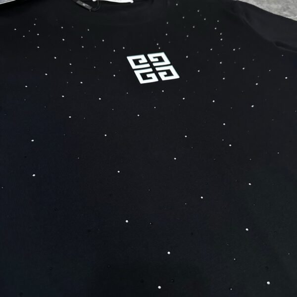 GIVENCHY full-print rhinestone and burnt flower small logo round neck short-sleeved