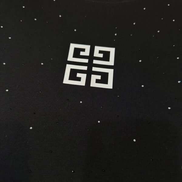 GIVENCHY full-print rhinestone and burnt flower small logo round neck short-sleeved
