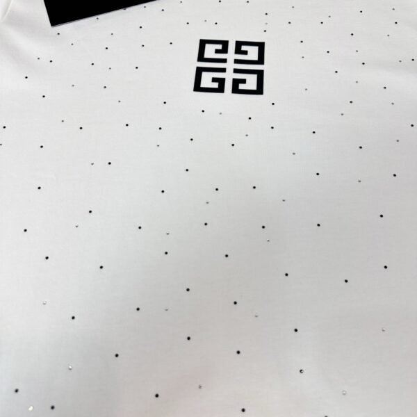 GIVENCHY full-print rhinestone and burnt flower small logo round neck short-sleeved