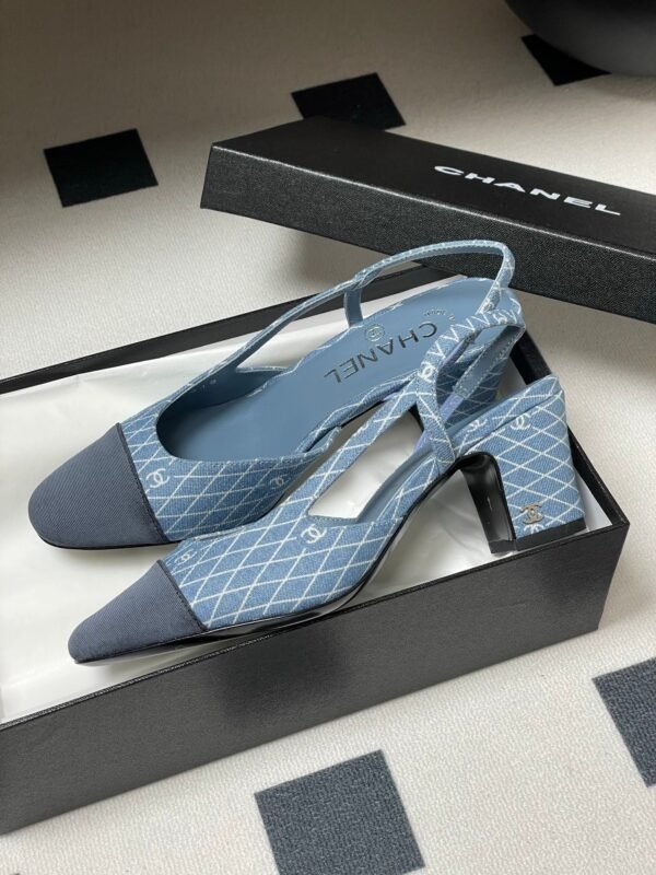 CHANEL Denim Sling-back Sandals Premium version