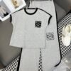 Loewe 2025 new contrast color T-shirt + wide-leg pants suit casual suit