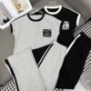 Loewe 2025 new contrast color T-shirt + wide-leg pants suit casual suit