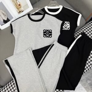 Loewe 2025 new contrast color T-shirt + wide-leg pants suit casual suit