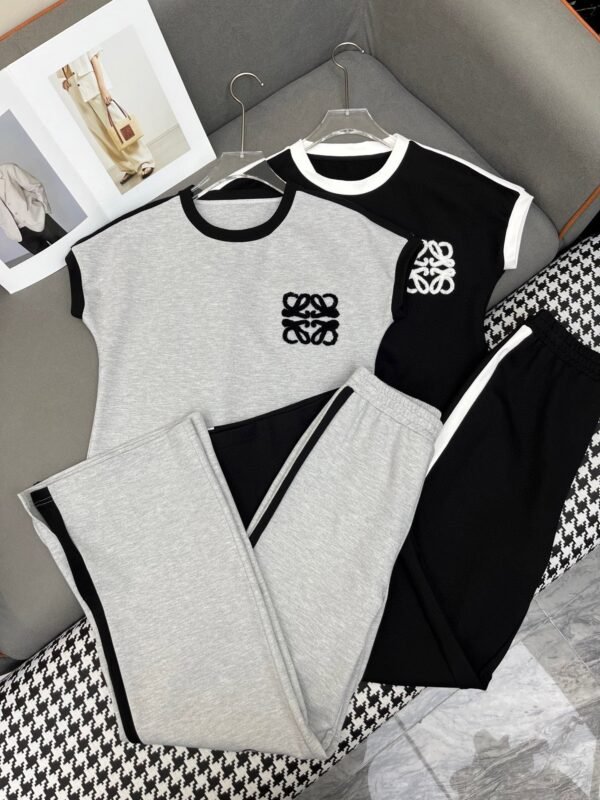 Loewe 2025 new contrast color T-shirt + wide-leg pants suit casual suit