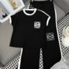 Loewe 2025 new contrast color T-shirt + wide-leg pants suit casual suit