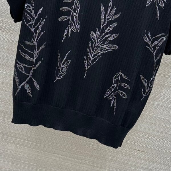 Brunello Cucinelli Spring and summer new sequin three-dimensional embroidery short-sleeved knitted T-shirt Premium