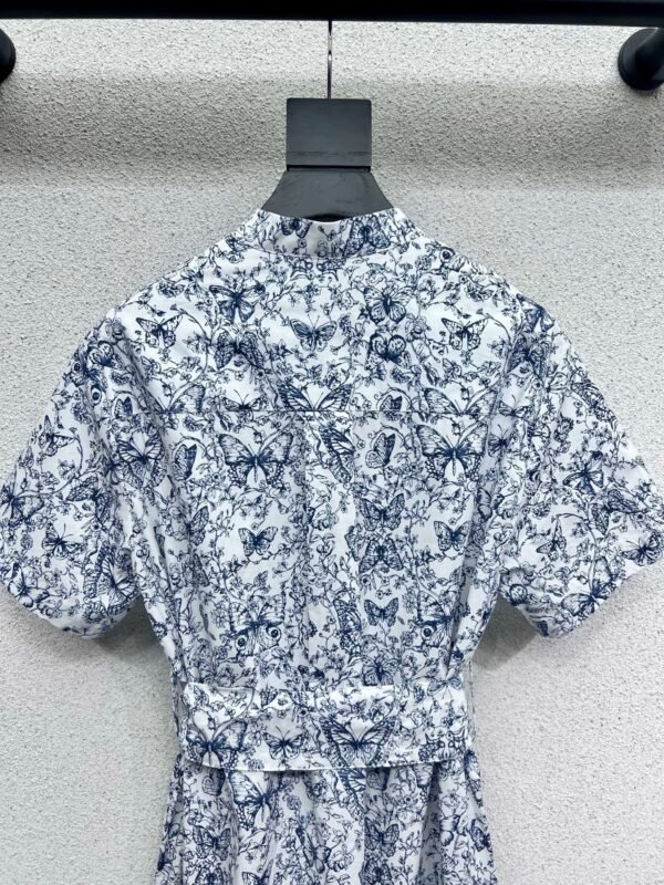 DIOR Butterfly Print Short Sleeve Dress Premium Quality