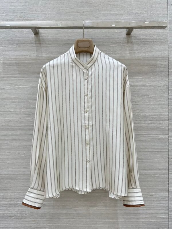 Brunello Cucinelli 2025 Spring and Summer New Arrivals Casual Wear Silk Striped Shirt Shorts Set 100% Silk Premium