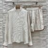 Brunello Cucinelli 2025 Spring and Summer New Arrivals Casual Wear Silk Striped Shirt Shorts Set 100% Silk Premium