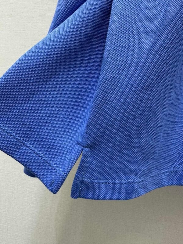 miumiu  New blue long-sleeved polo shirt with embroidered letters  Loose fit