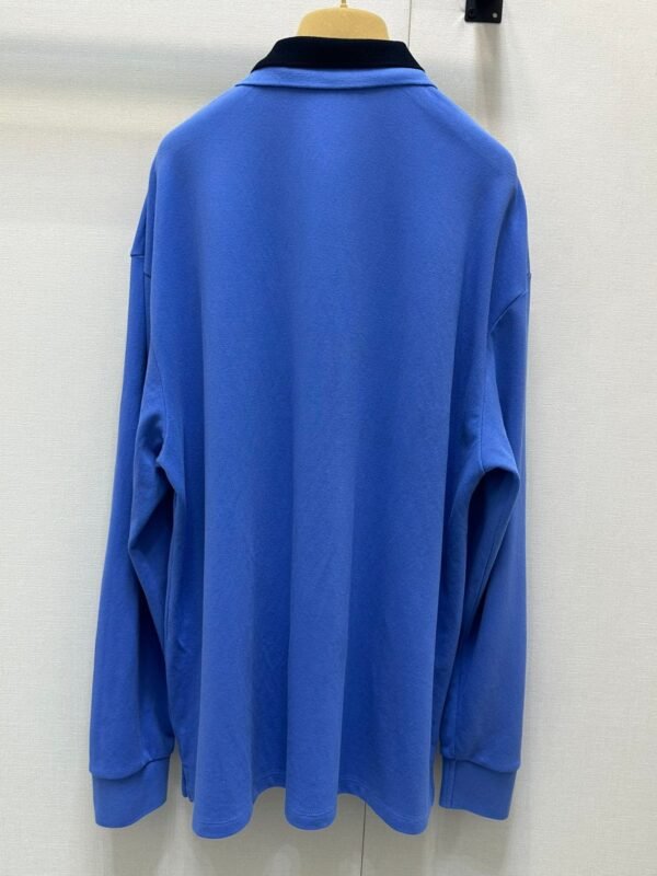 miumiu  New blue long-sleeved polo shirt with embroidered letters  Loose fit