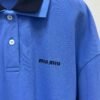 miumiu  New blue long-sleeved polo shirt with embroidered letters  Loose fit