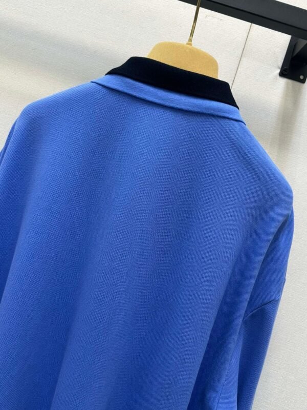 miumiu  New blue long-sleeved polo shirt with embroidered letters  Loose fit