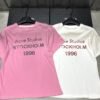 Acne Studios 1996 Letter Print Distressed Rhinestone Round Neck Short Sleeve T-shirt