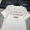 Acne Studios 1996 Letter Print Distressed Rhinestone Round Neck Short Sleeve T-shirt