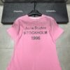 Acne Studios 1996 Letter Print Distressed Rhinestone Round Neck Short Sleeve T-shirt