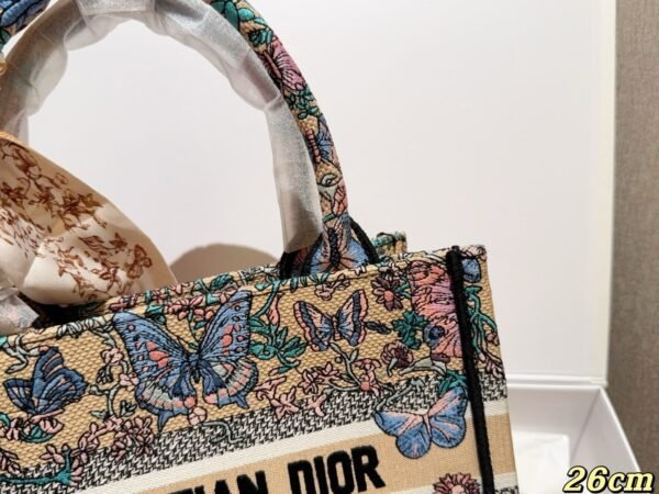 Dior Book tote butterfly fairy print embroidered jacquard tote bag with silk scarf