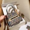 Dior Book tote butterfly fairy print embroidered jacquard tote bag with silk scarf