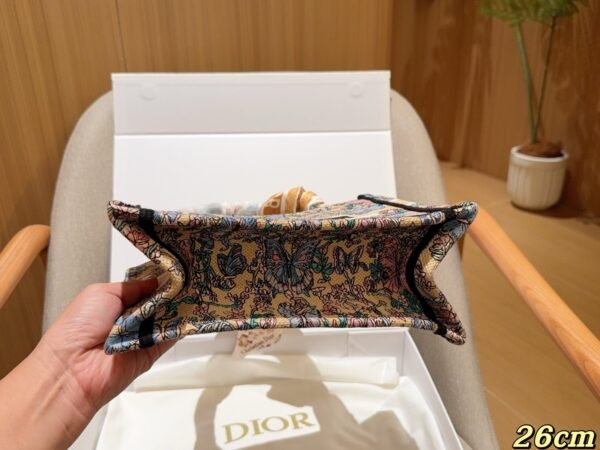 Dior Book tote butterfly fairy print embroidered jacquard tote bag with silk scarf