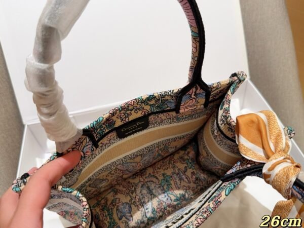 Dior Book tote butterfly fairy print embroidered jacquard tote bag with silk scarf