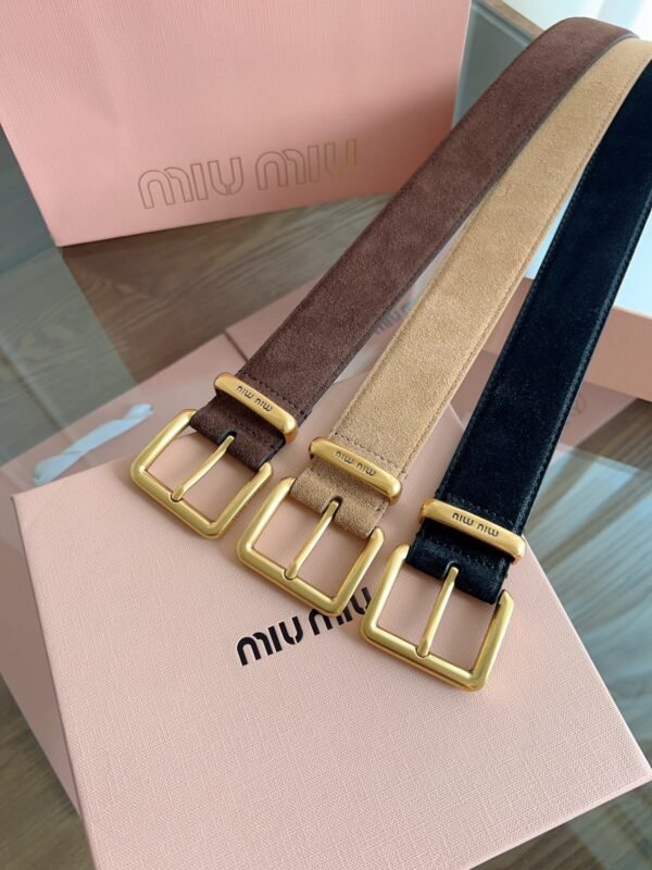 miumiu belt width 3.5cm double-sided suede calfskin material premium version