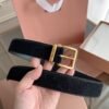 miumiu belt width 3.5cm double-sided suede calfskin material premium version