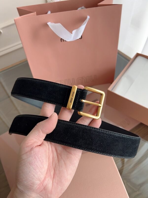 miumiu belt width 3.5cm double-sided suede calfskin material premium version