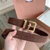 miumiu belt width 3.5cm double-sided suede calfskin material premium version