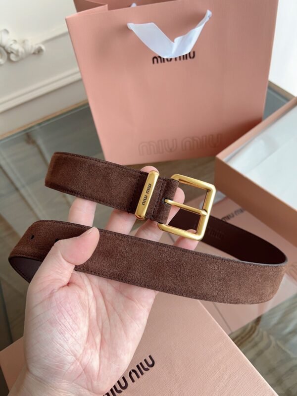 miumiu belt width 3.5cm double-sided suede calfskin material premium version