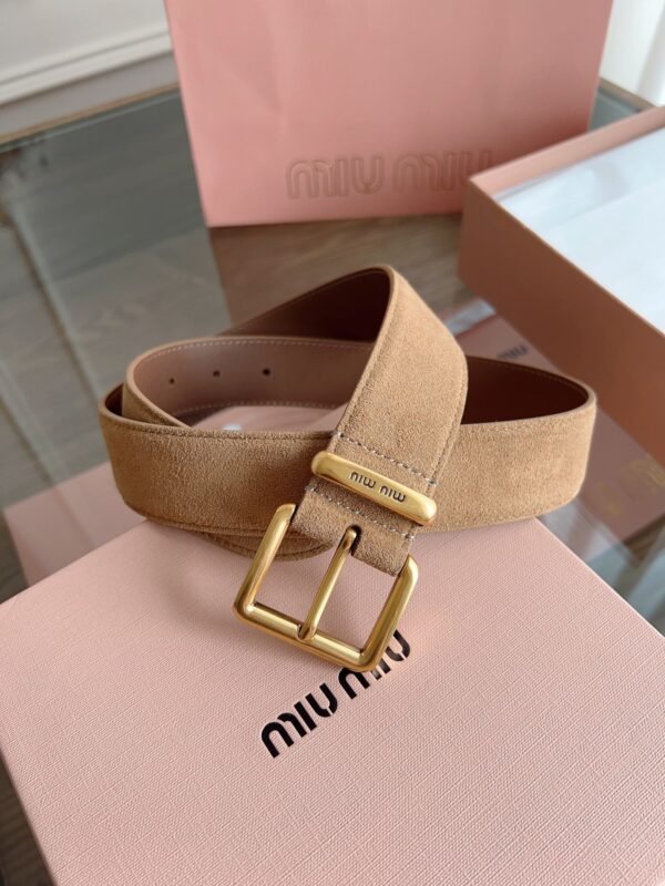 miumiu belt width 3.5cm double-sided suede calfskin material premium version
