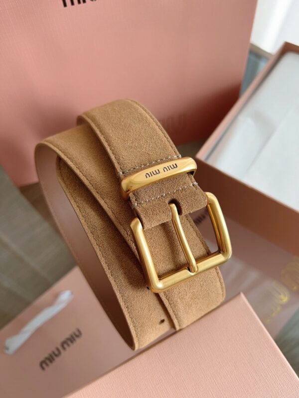 miumiu belt width 3.5cm double-sided suede calfskin material premium version
