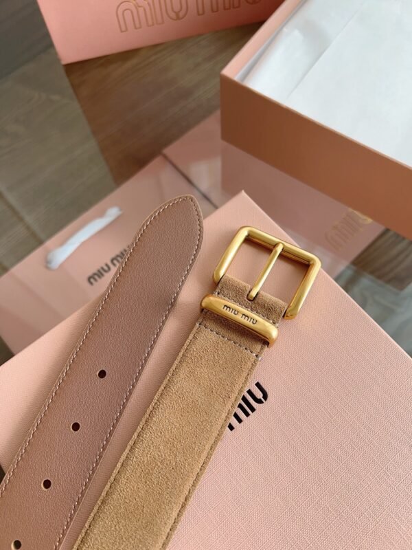 miumiu belt width 3.5cm double-sided suede calfskin material premium version