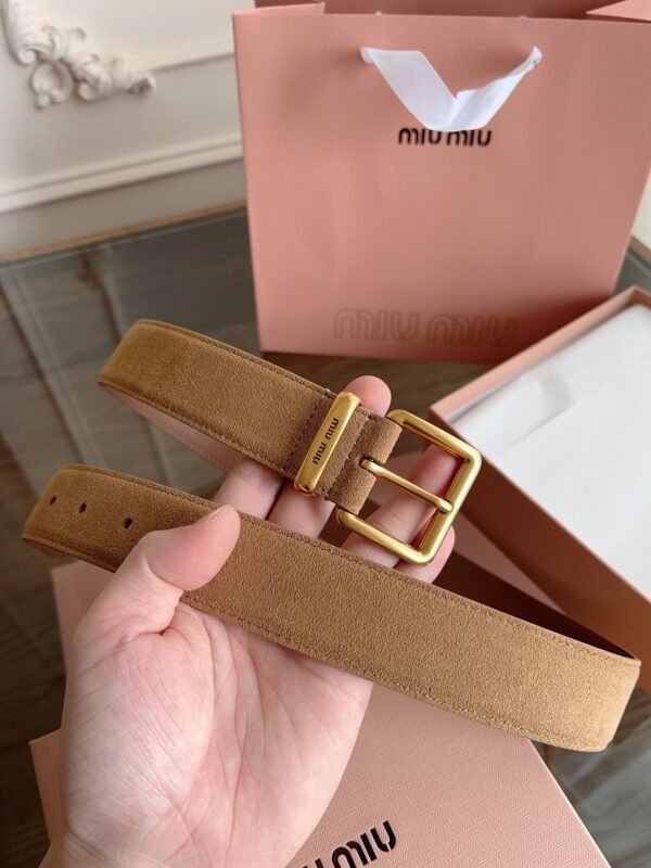 miumiu belt width 3.5cm double-sided suede calfskin material premium version