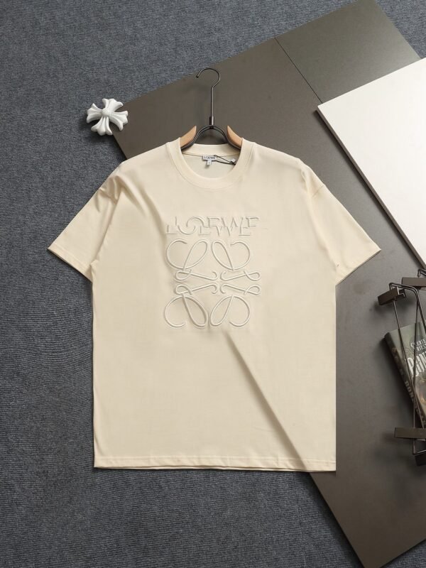 LOEWE new solid color letter dislocation embroidery high-quality cotton T-shirt