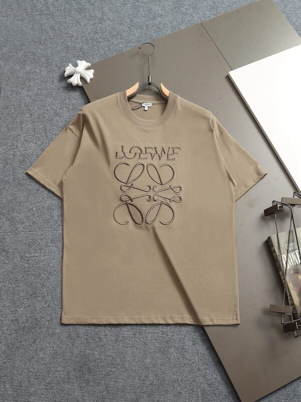 LOEWE new solid color letter dislocation embroidery high-quality cotton T-shirt