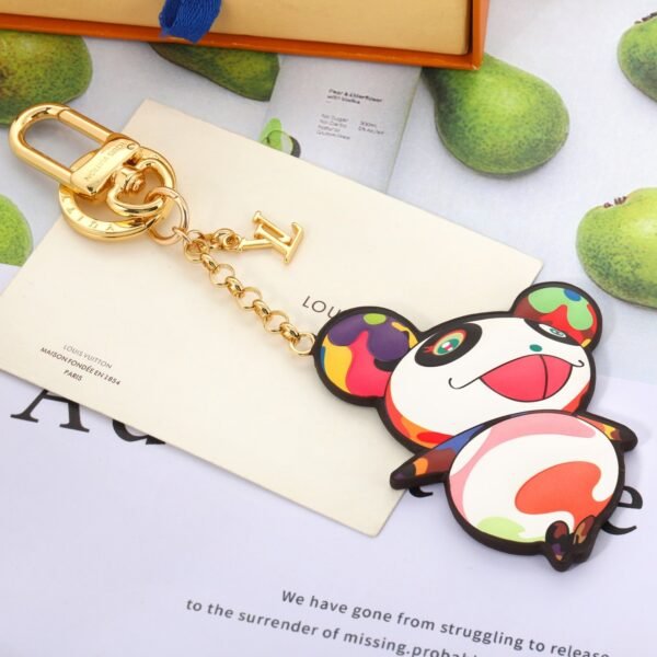 Louis Vuitton LV x TM Superflat Panda Keychain is a collaboration between the brand and Japanese artist Takashi Murakami