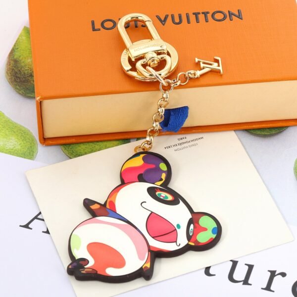 Louis Vuitton LV x TM Superflat Panda Keychain is a collaboration between the brand and Japanese artist Takashi Murakami