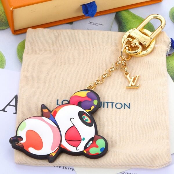 Louis Vuitton LV x TM Superflat Panda Keychain is a collaboration between the brand and Japanese artist Takashi Murakami
