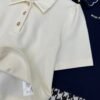 Miu Miu New Embroidered Collar Short Sleeve Polo Shirt + Skirt Set