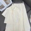 Miu Miu New Embroidered Collar Short Sleeve Polo Shirt + Skirt Set
