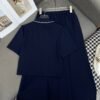 Miu Miu New Embroidered Collar Short Sleeve Polo Shirt + Skirt Set