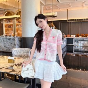 Chanel 2025 Summer New V-neck Short Sleeve Cardigan High Quality